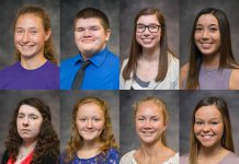 Portraits of eight of the nine 2018-19 KCC Board of Trustees Scholarship recipients.