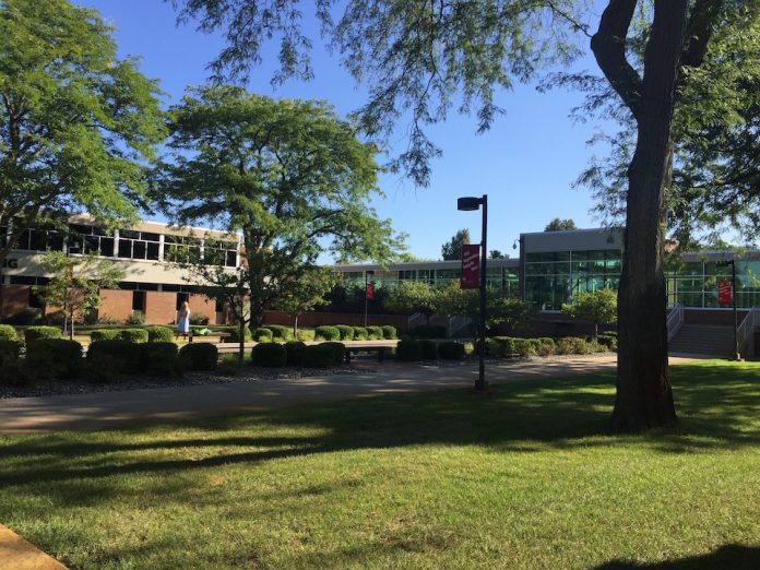 A picture of our North Avenue campus entrance. Facing one of the reflecting ponds.