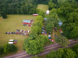 An overhead view of Blair Historical Farm in Homer.