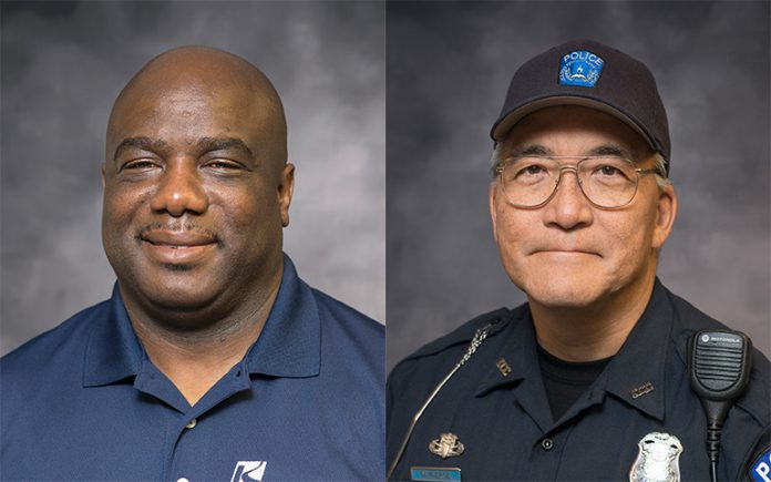 Kellogg Community College’s Chief of Public Safety Austin Simons, left, and Public Safety Operations Manager Marc Pierce.