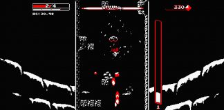 A screenshot of gameplay from “Downwell” for the Nintendo Switch.