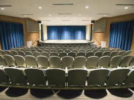 Panoramic view of the auditorium of Kellogg Community College’s Davidson Visual and Performing Arts Center.