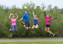 Students jumping in the air