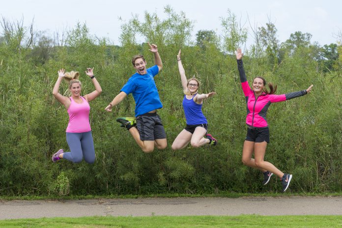 Students jumping in the air