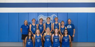 the 2020 KCC Cross Country teams pose for a photo in the gym