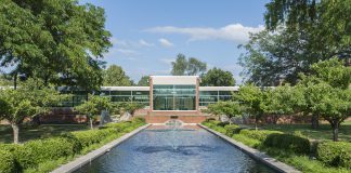 The new fountains at the North Avenue Campus in Battle Creek