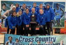 Photo of KCC Cross Country team in Iowa