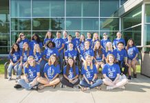 KCC's 2019 Gold Key and Trustee scholar students pose for a group photo on campus in 2019.