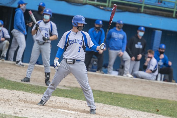 KCC's Jayden Dentler bats against Lake Michigan College during a home game in March.