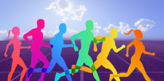 A colorful illustration of runners running on a track.