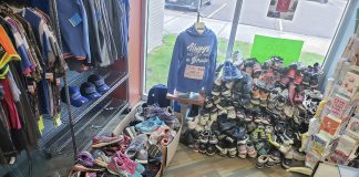 Shoes collected for donation and recycling at the Bruin Bookstore in April. Photo courtesy of Bookstore Clerk Kari Barton.