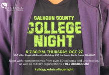 A perosn wearing a shirt that says college night with more information below