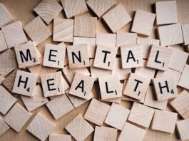 "Mental Health" spelled in scrabble letters