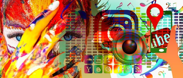 Abstract art of different social media apps